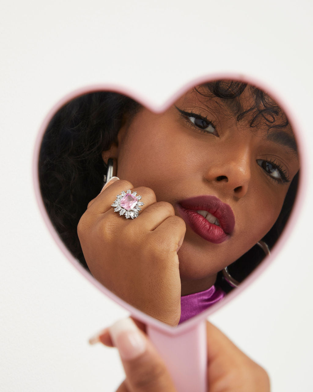 Lovey Dovey Crystal Burst Ring - Pink