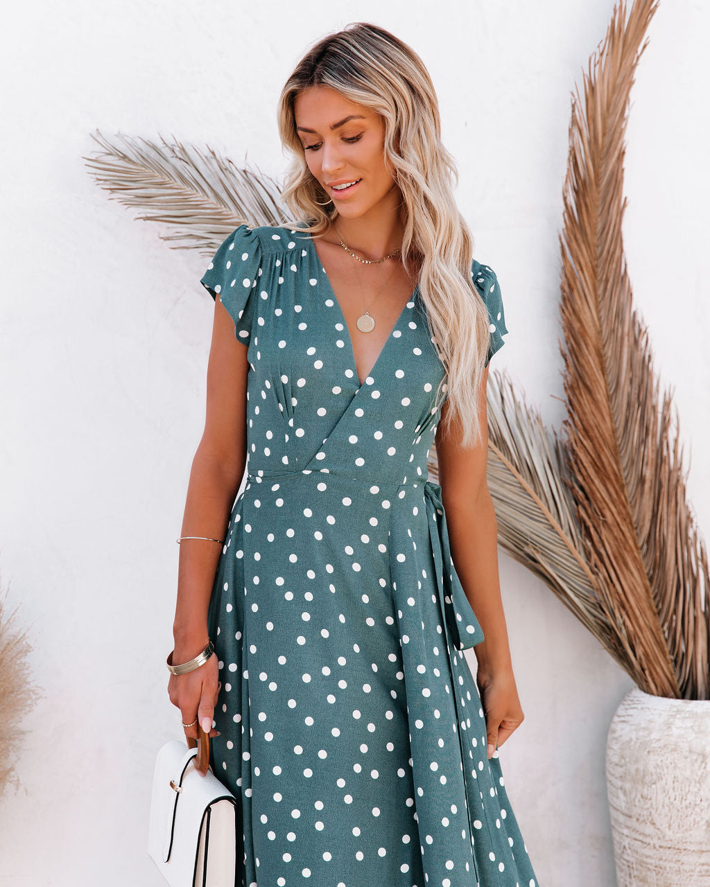 Hit The Spot Wrap Maxi Dress - Teal - SALE