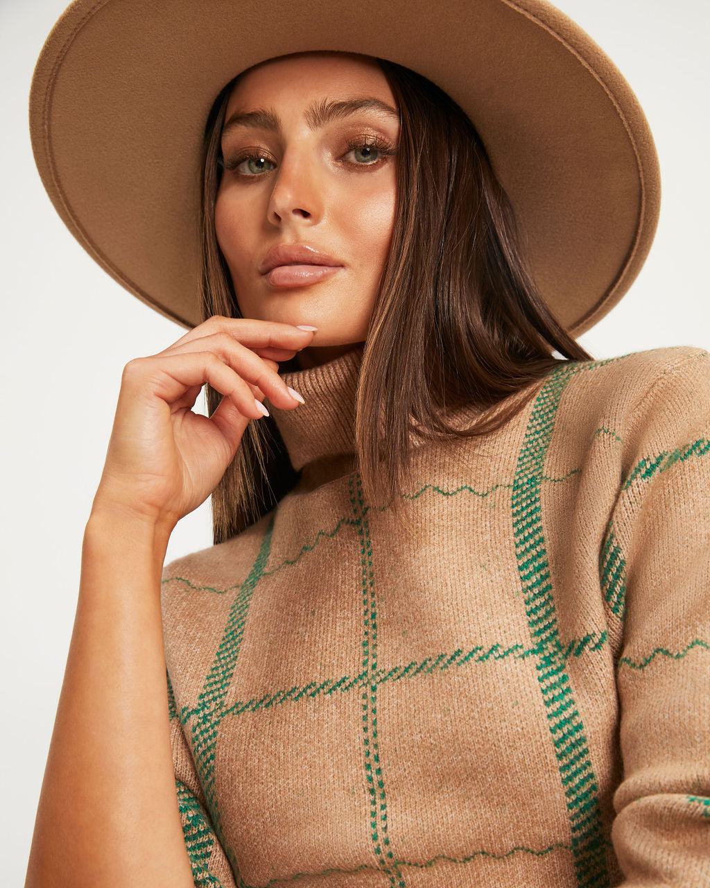 Hot Cocoa Dates Knit Turtleneck Pullover Sweater- Latte