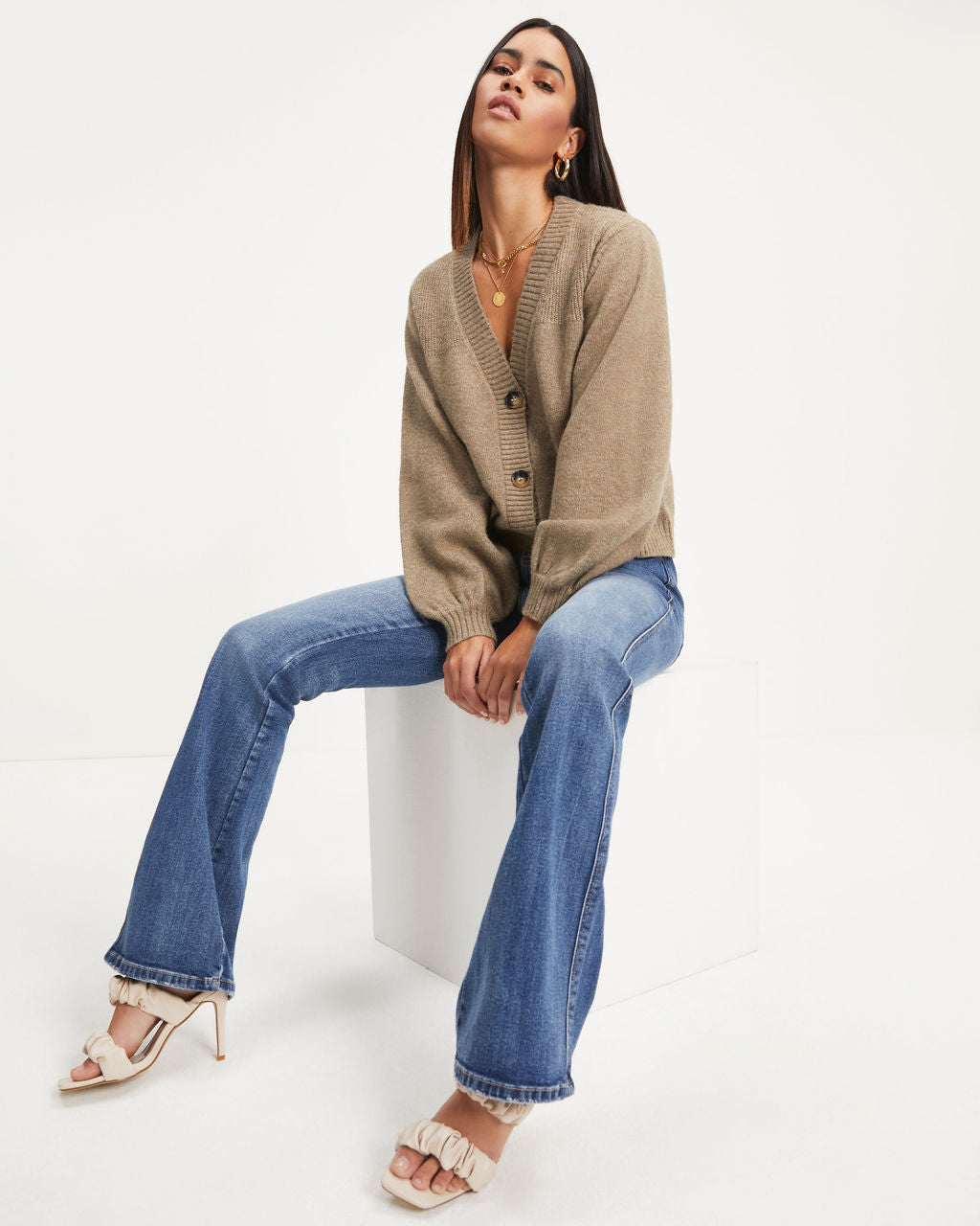 Festive Breeze Knit Cardigan - Taupe