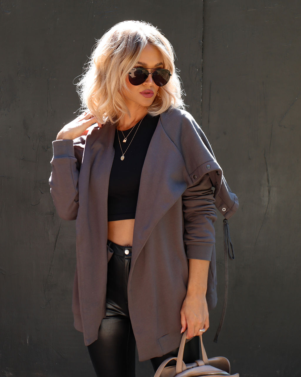 Kathy Pocketed Jacket - Charcoal