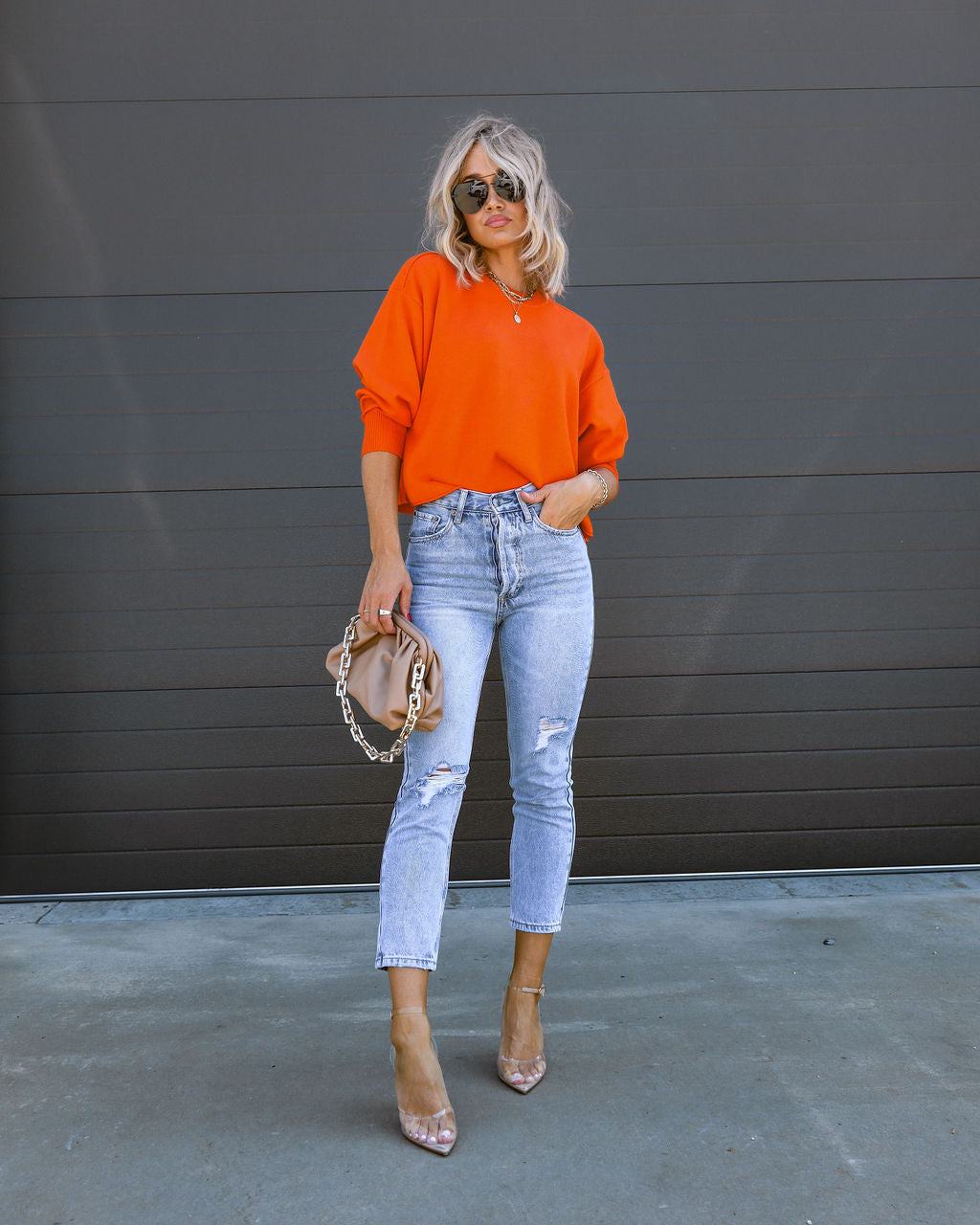 Sarna Dolman Knit Sweater - Orange - SALE