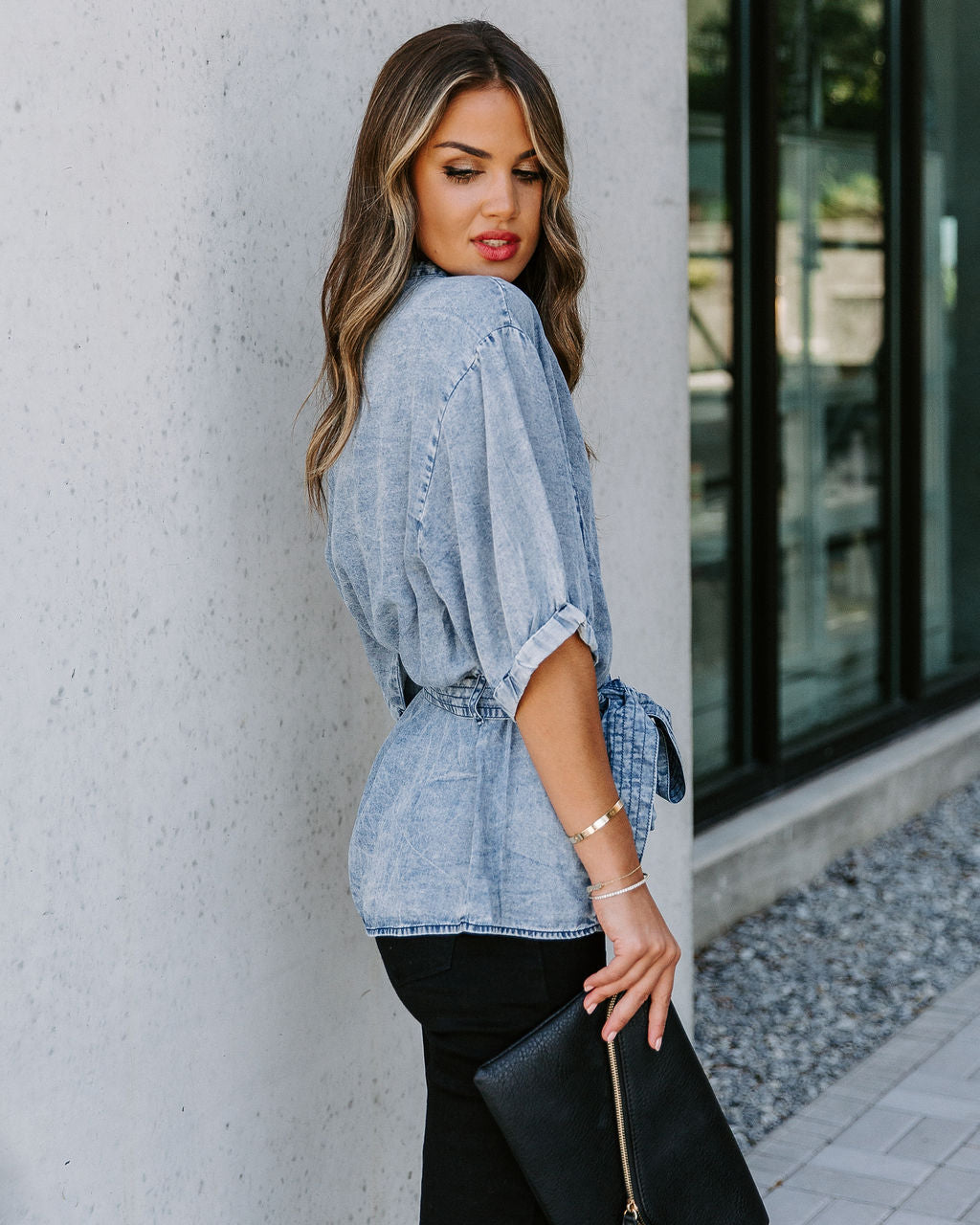 Jilly Tencel Tie Top - Washed Indigo