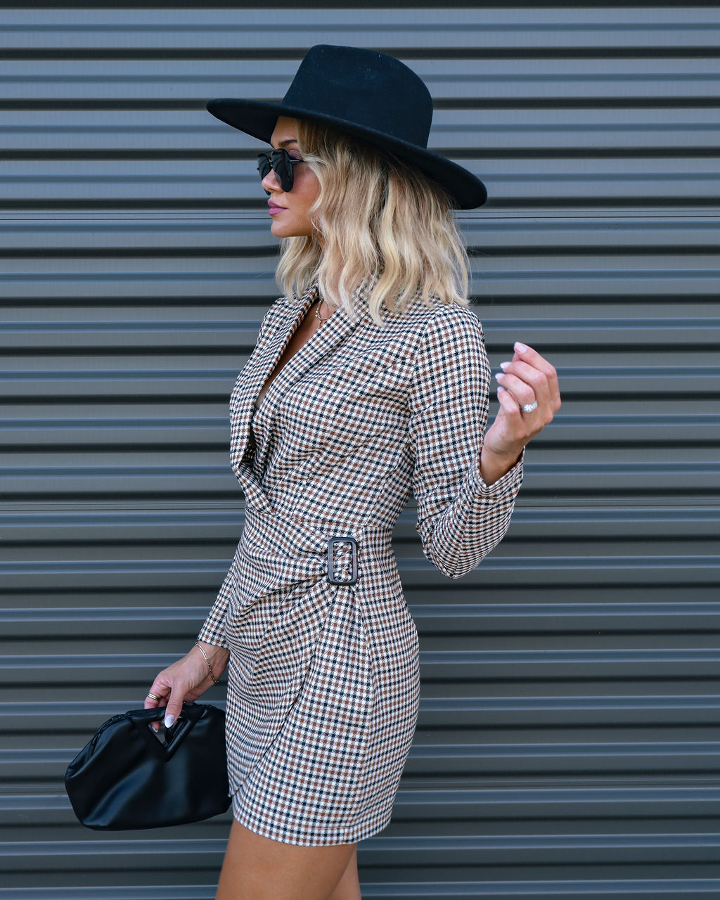 Sophisticated Biz Plaid Mini Dress