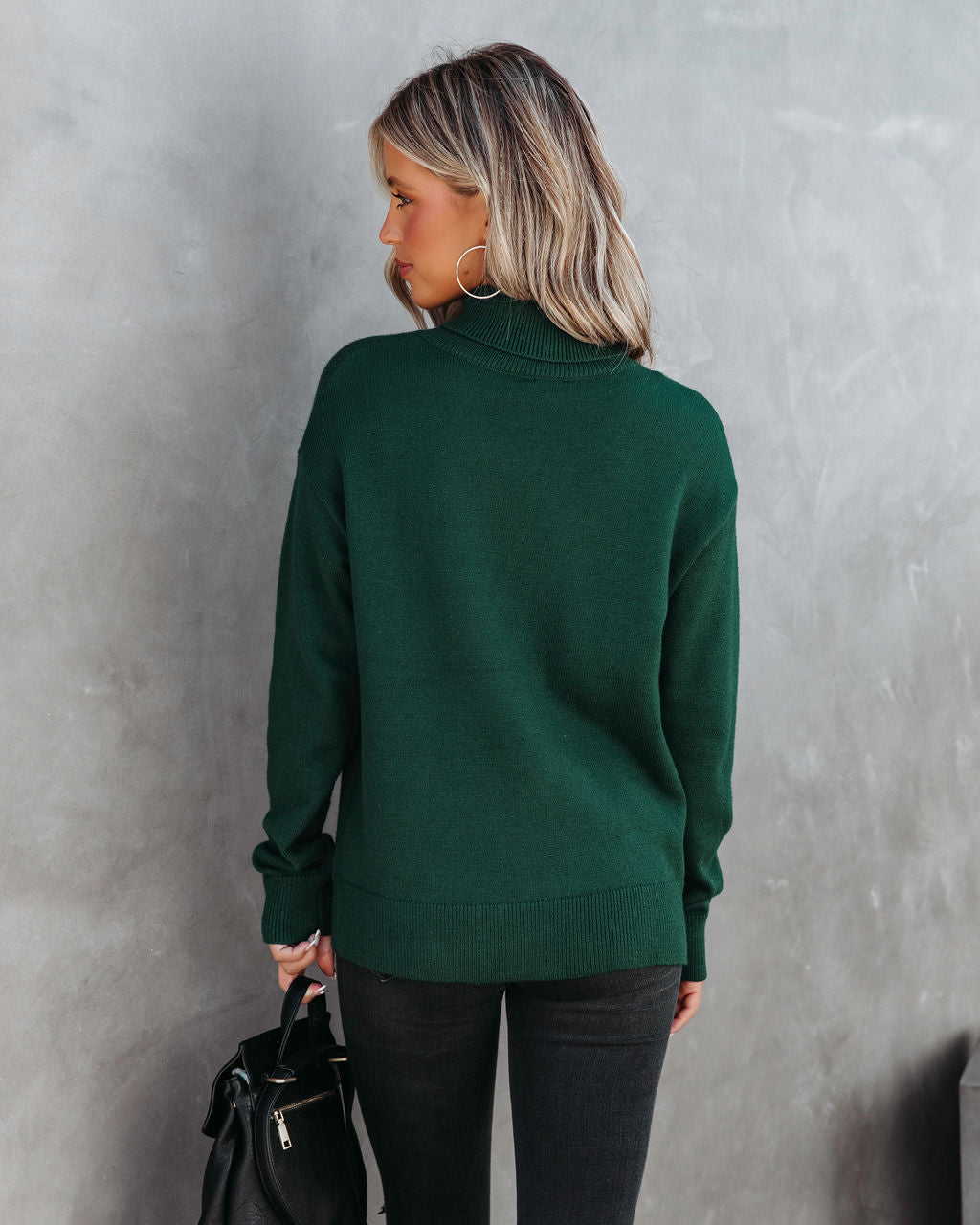 Weekday Brunch Vibes Knit Turtleneck Pullover Sweater - Green
