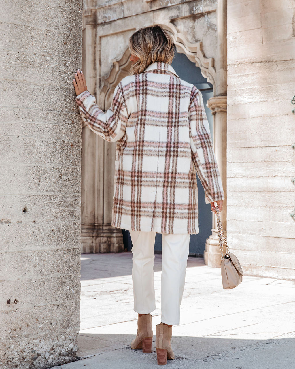 Mind Your Business Pocketed Plaid Coat
