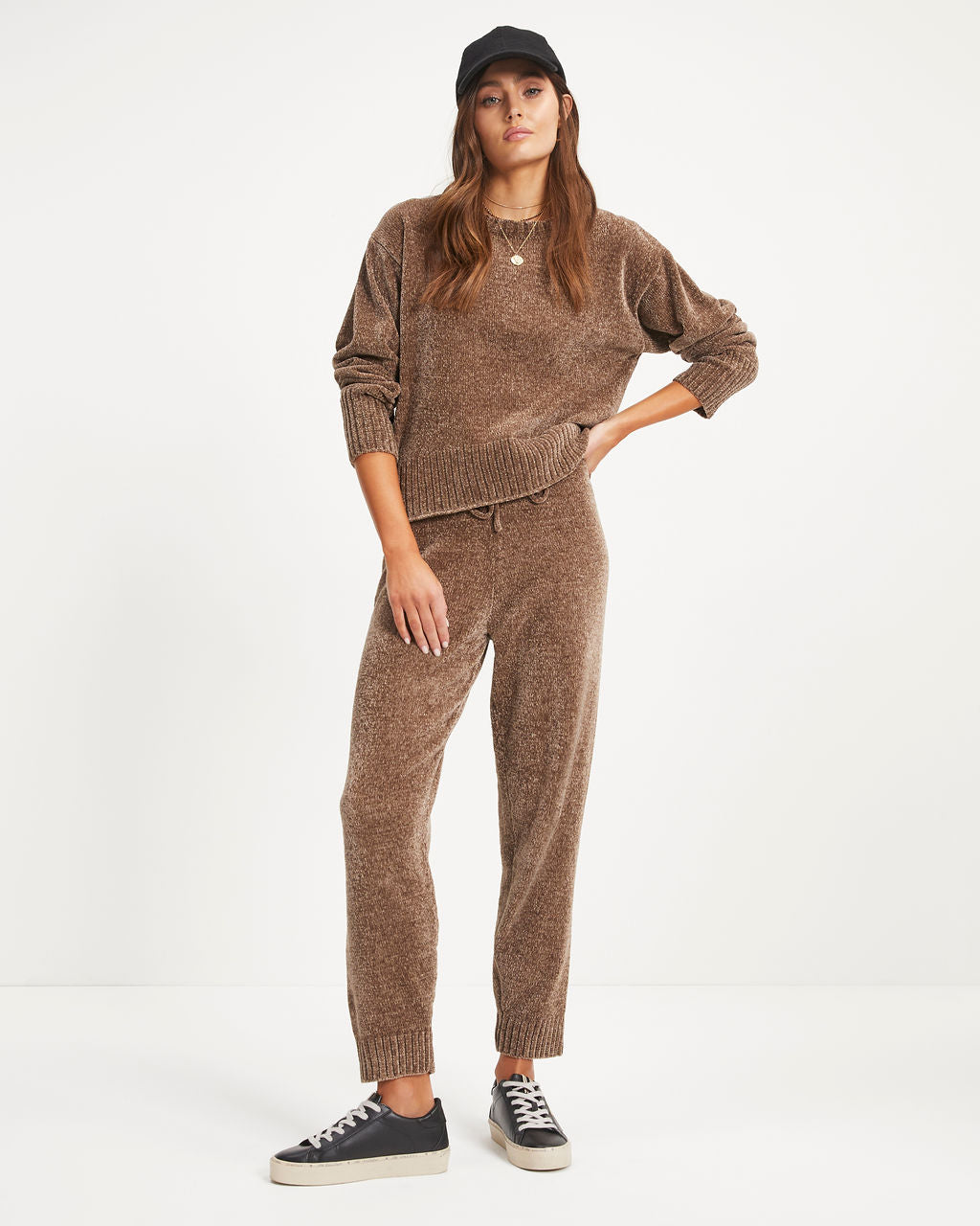 Rainy Day Glam Chenille Pullover Sweater - Mocha