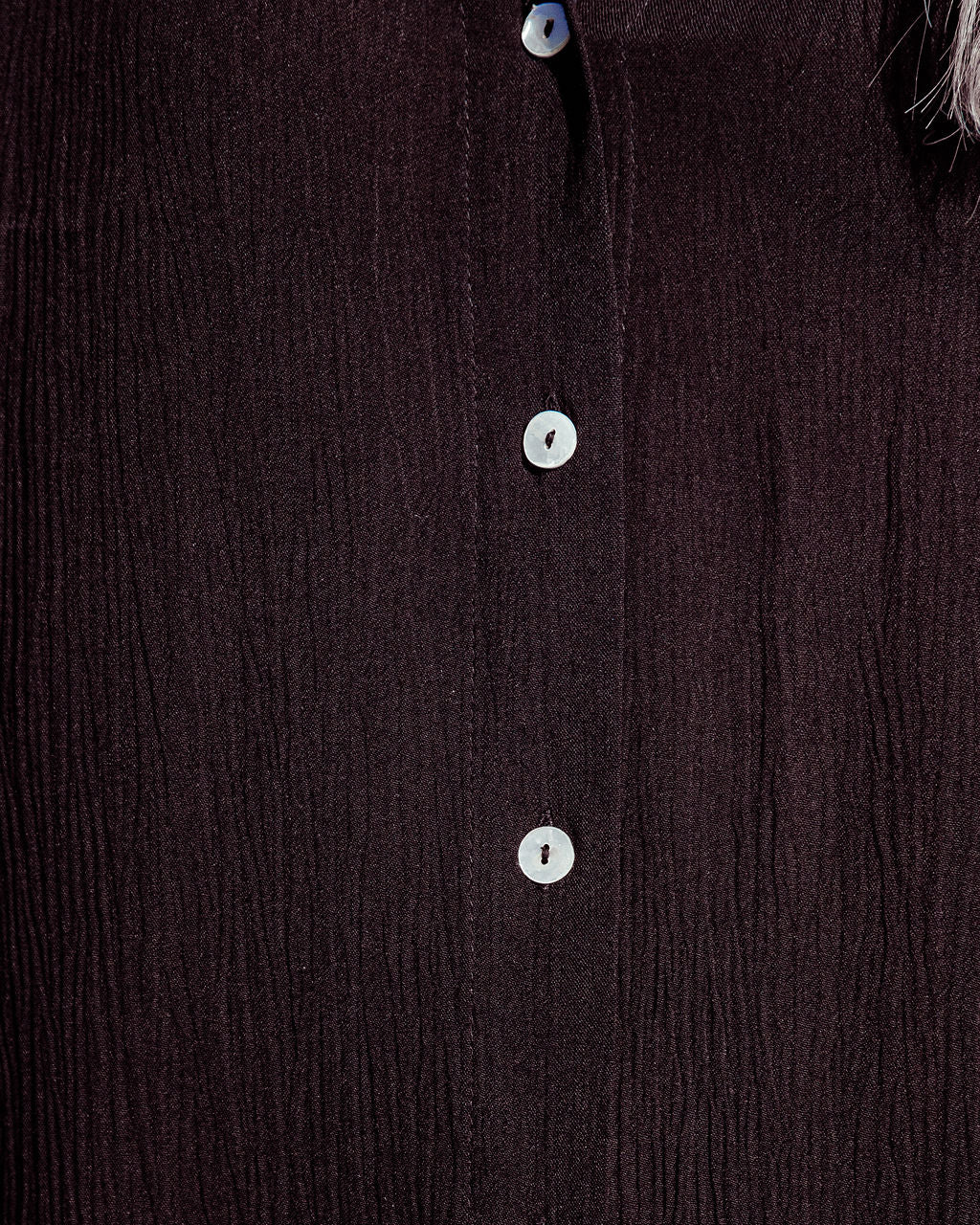 Jeanette Button Down Tunic Top - Black