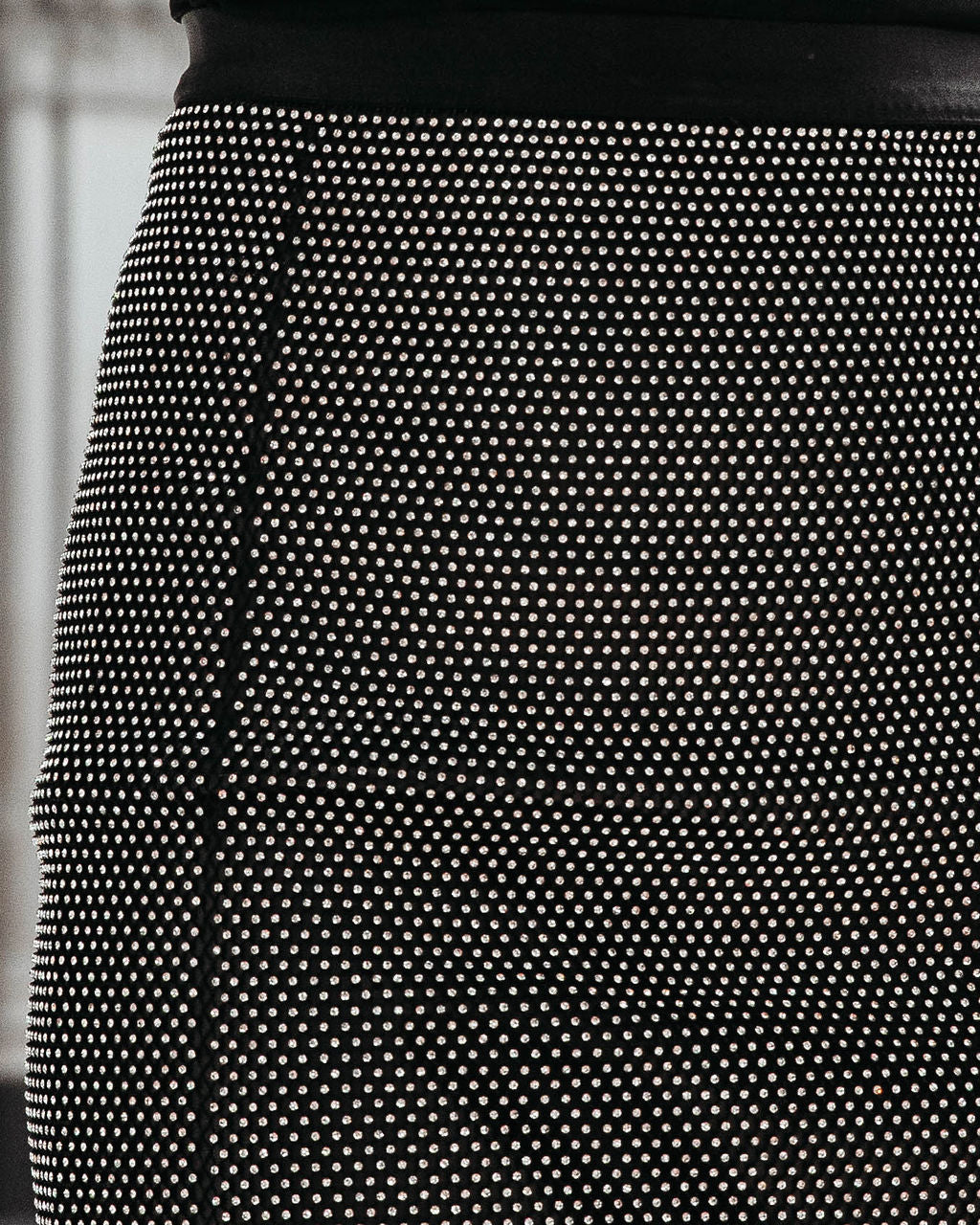 Talk That Talk Mesh Rhinestone Skirt - Black