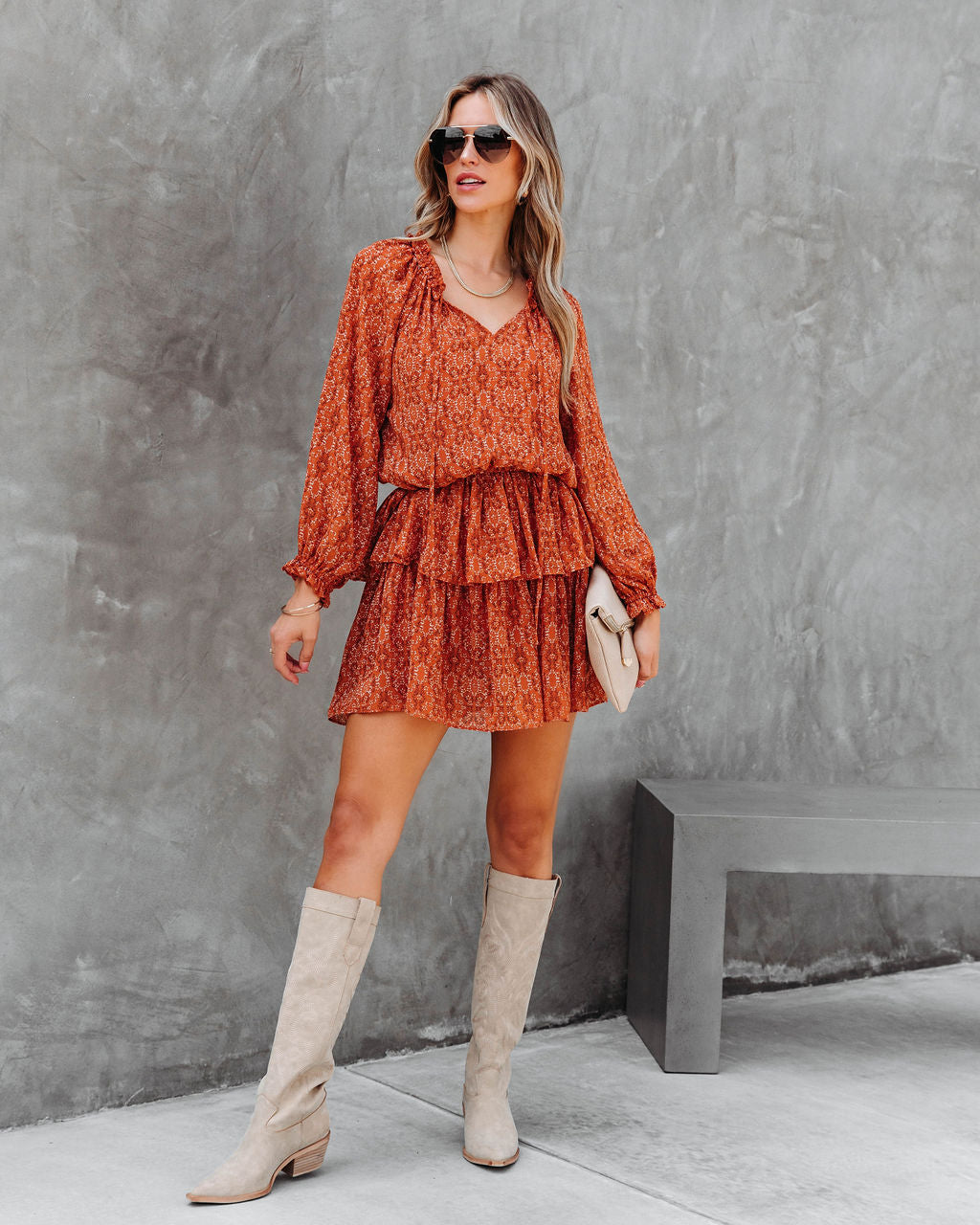 Mason Printed Tiered Mini Dress