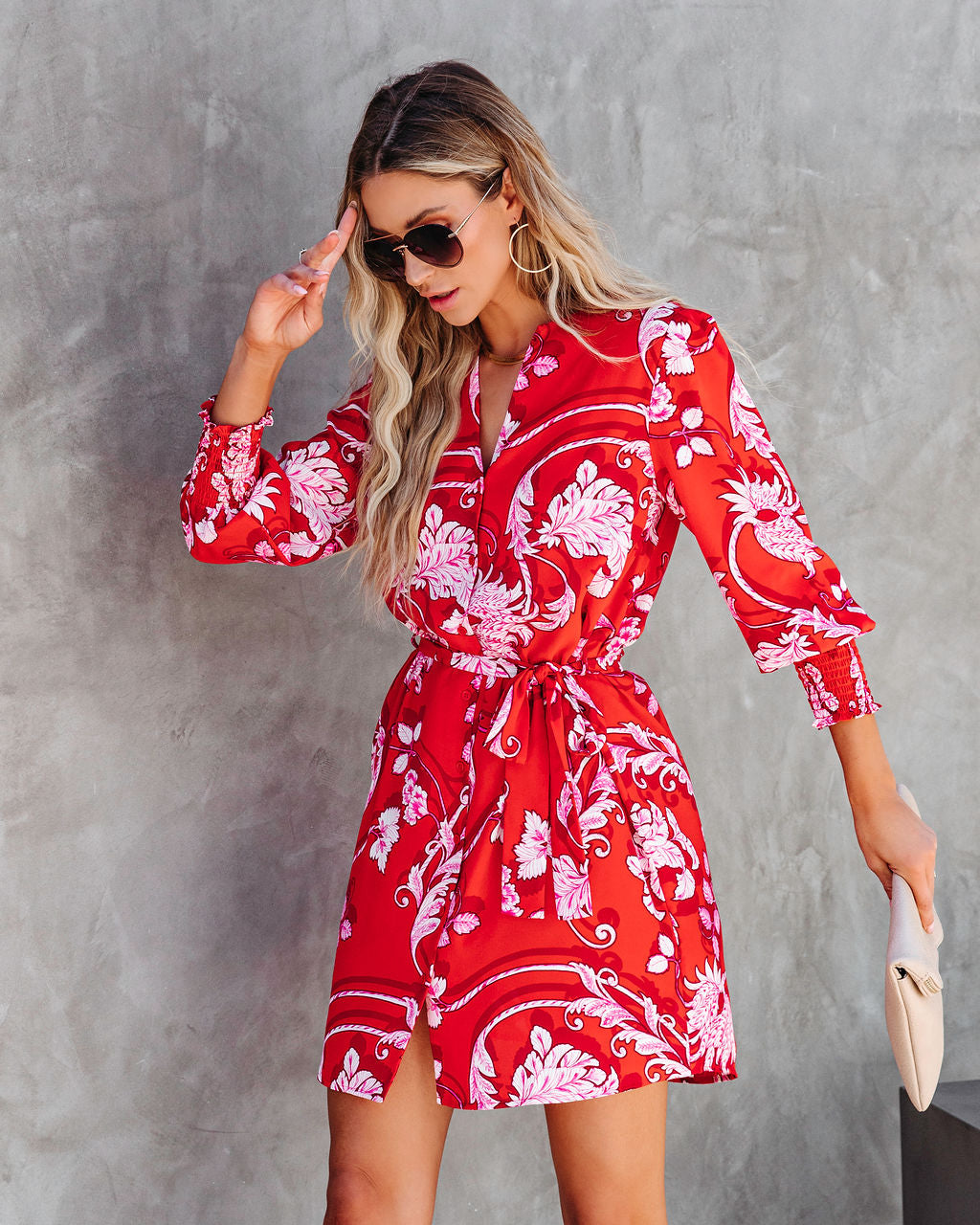 Drew Printed Button Down Shirt Dress - SALE