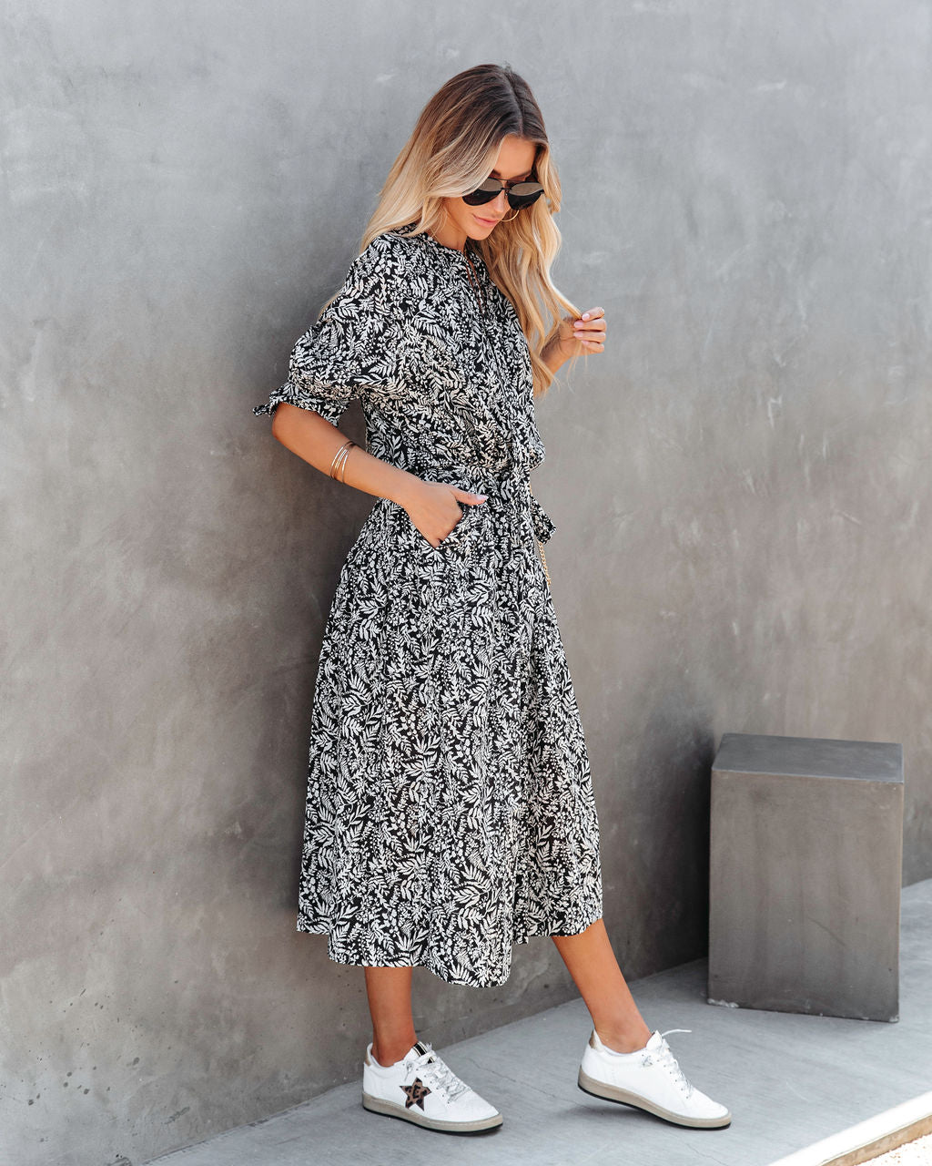 Untamed Beauty Printed Pocketed Midi Dress - FINAL SALE