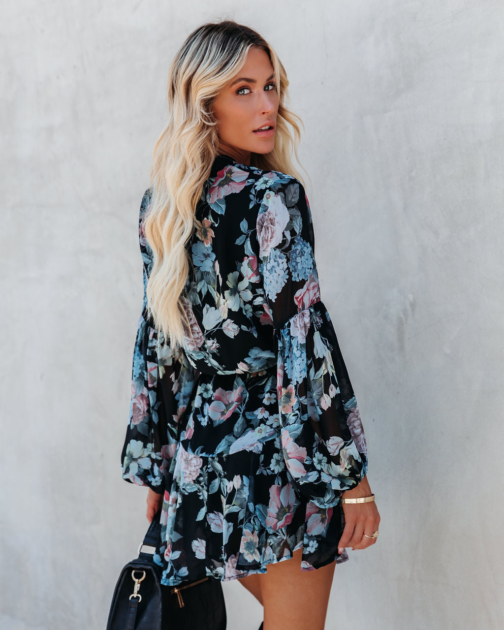 Maxwell Floral Adjustable Balloon Sleeve Dress