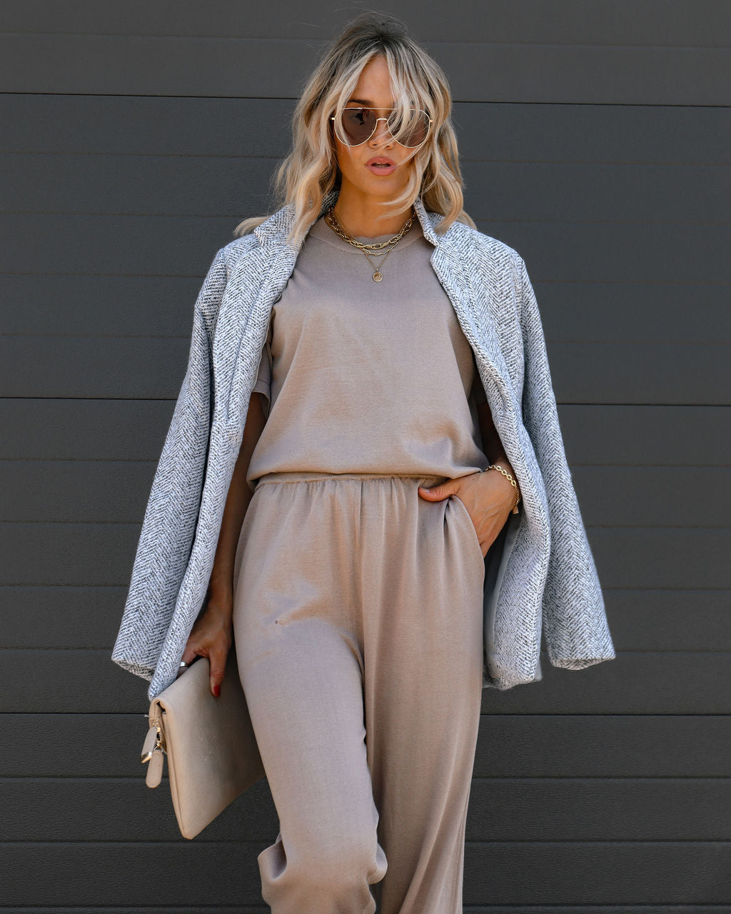 Tristan Knit Short Sleeve Top - Mocha