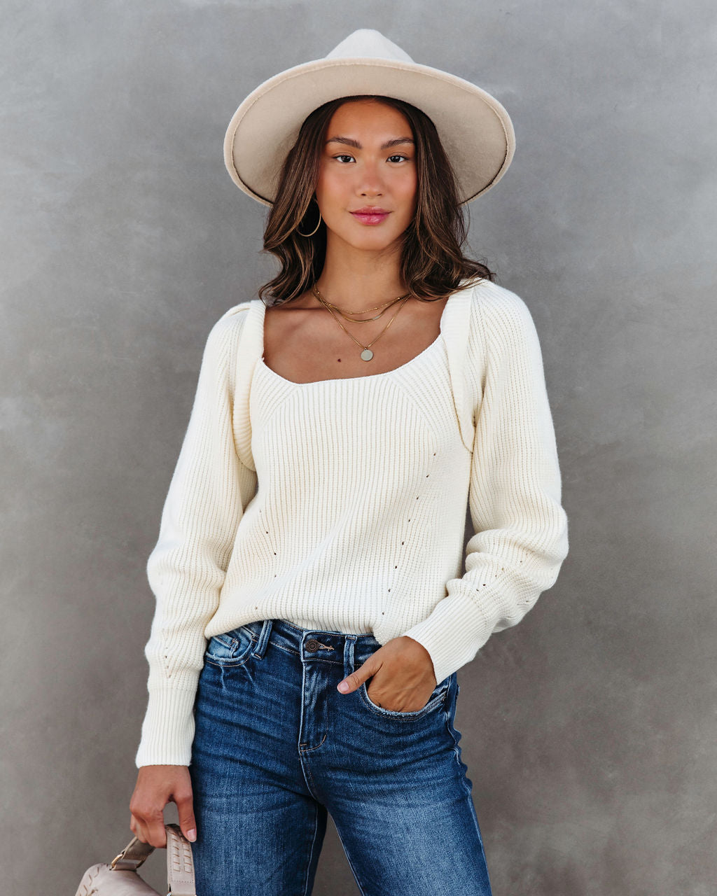 Wynter Knit Long Sleeve Top - Ivory - SALE