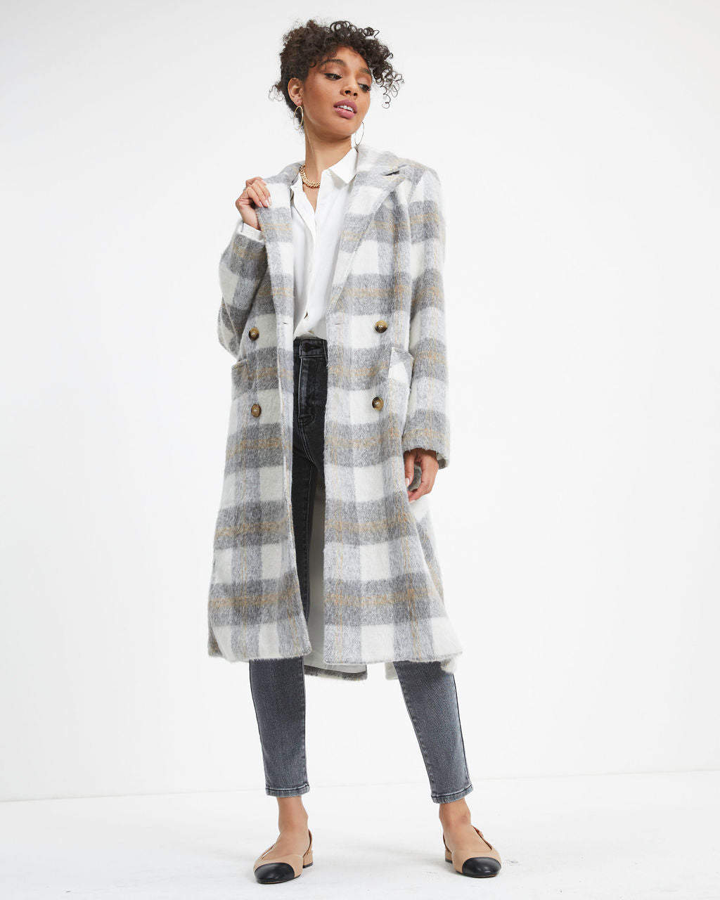 Pleased To Meet You Plaid Pocketed Coat
