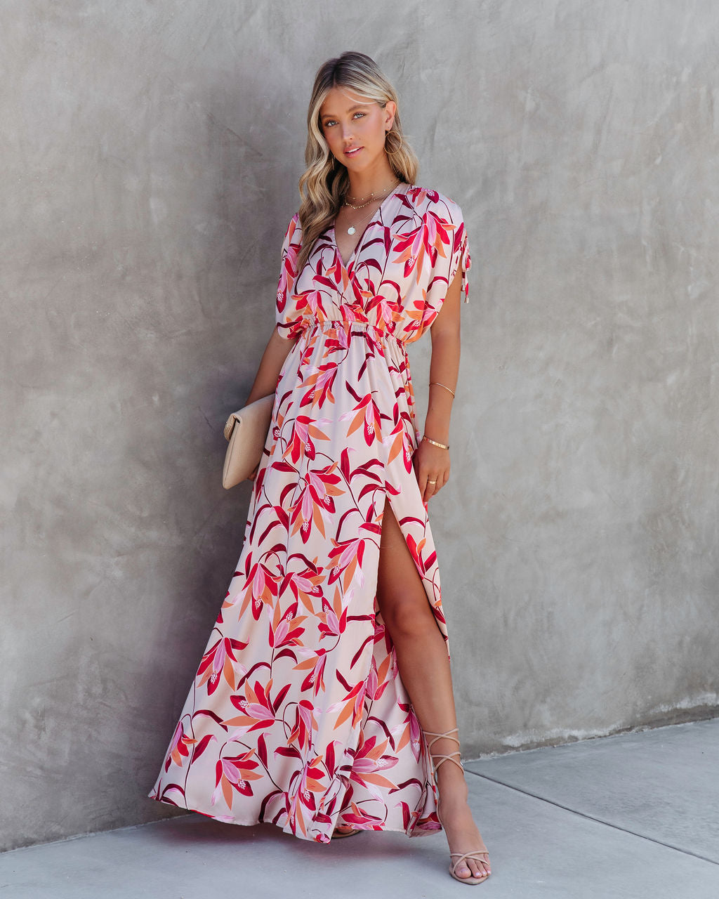Callie Satin Floral Print Maxi Dress - SALE