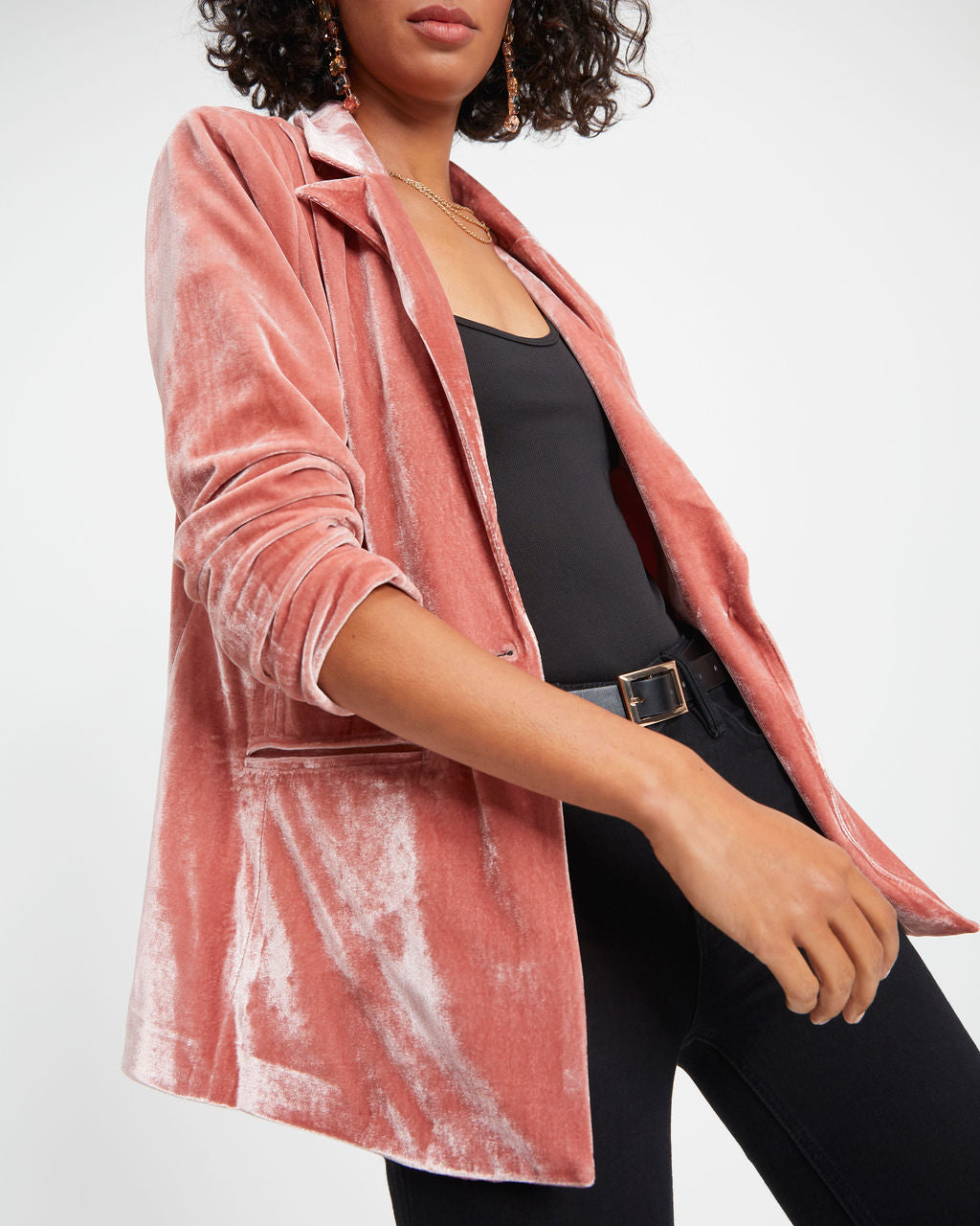 Katherina Velvet Blazer - Rose