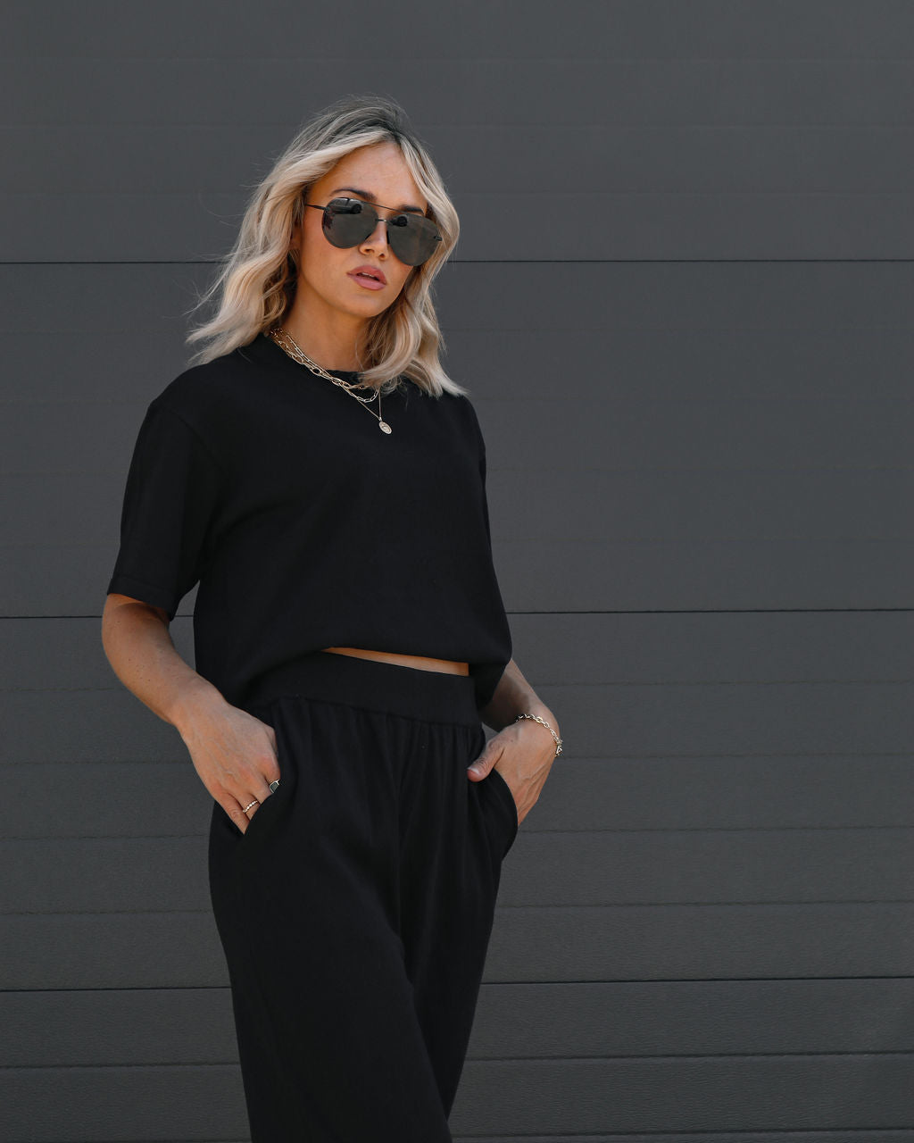 Tristan Knit Short Sleeve Top - Black