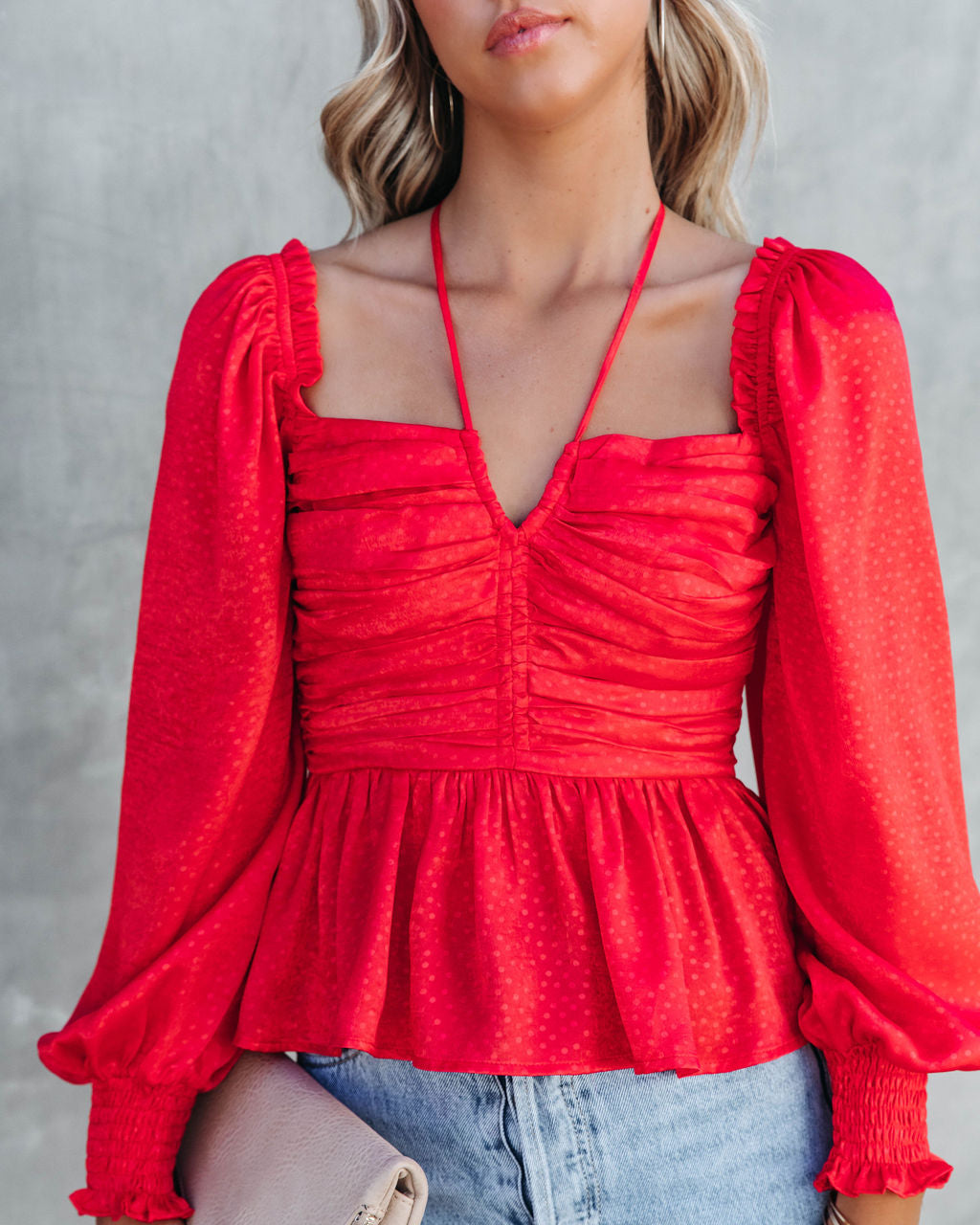 Let Me Be The One Satin Ruched Top - Red