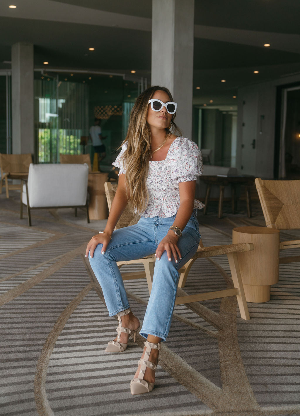 Claudia Cotton Puff Sleeve Floral Smocked Top - FINAL SALE