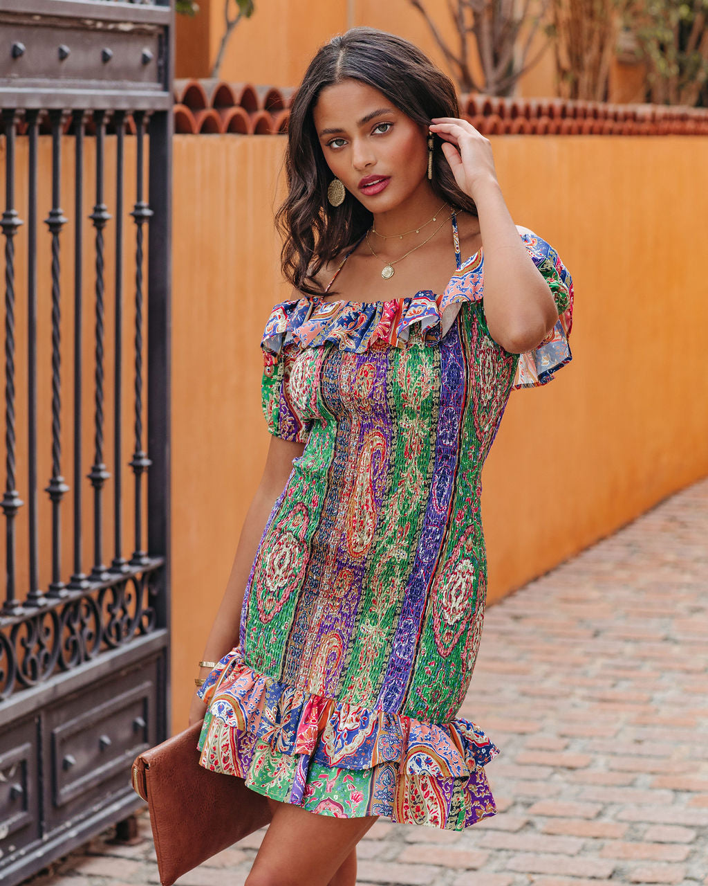 Grazie Paisley Halter Smocked Mini Dress - FINAL SALE