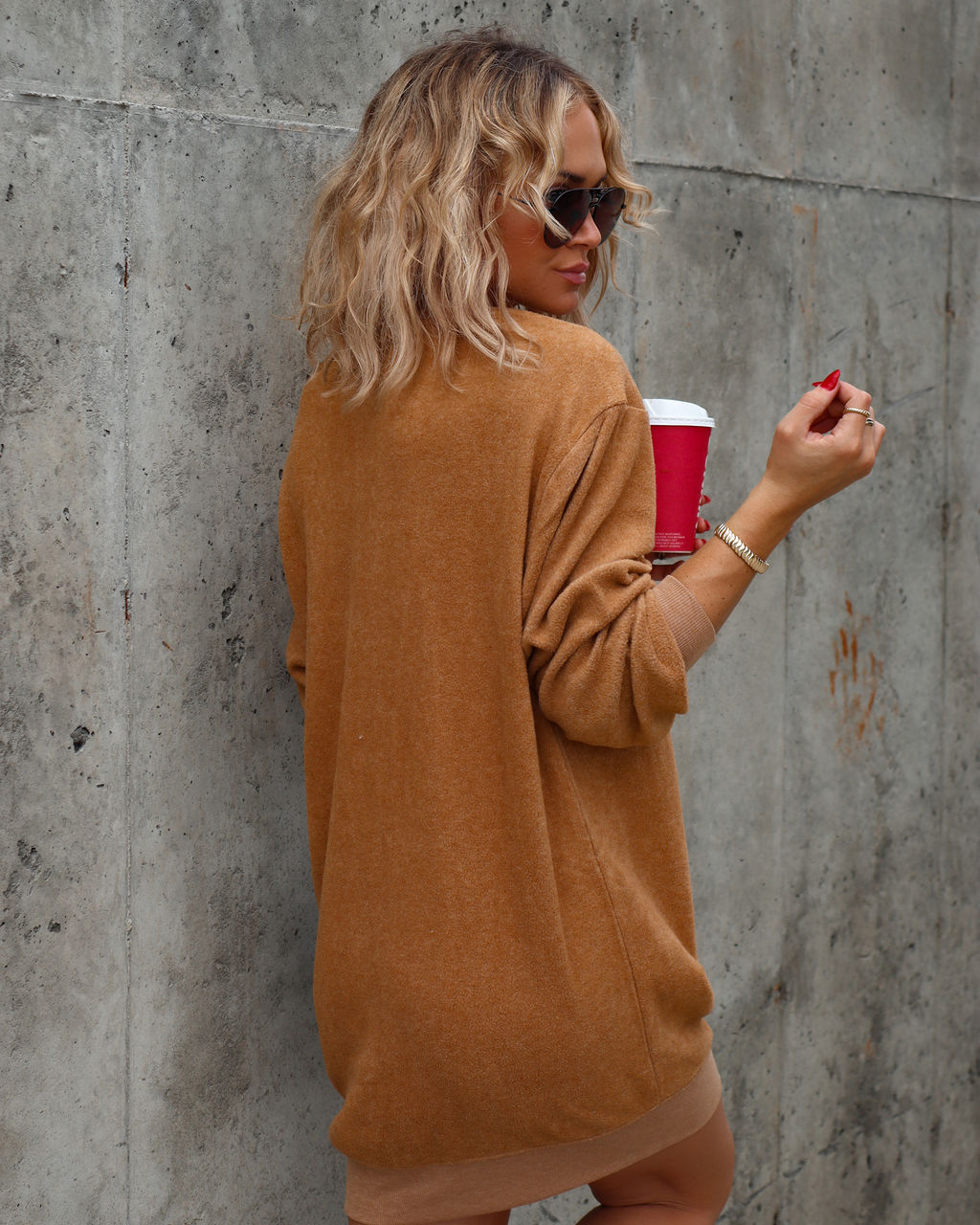 Let's Stay In Soft Sweater Dress - Camel