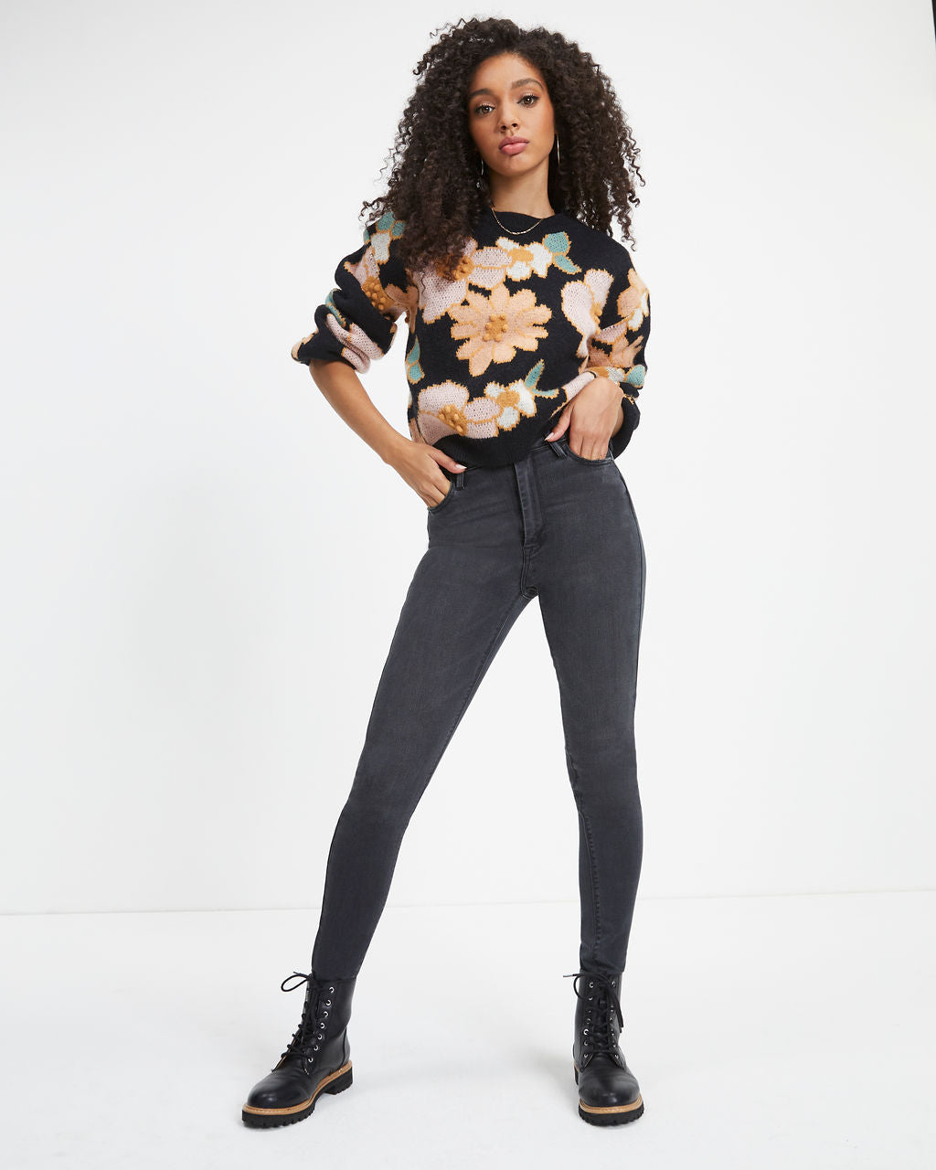 Arlow Floral Knit Pullover Sweater