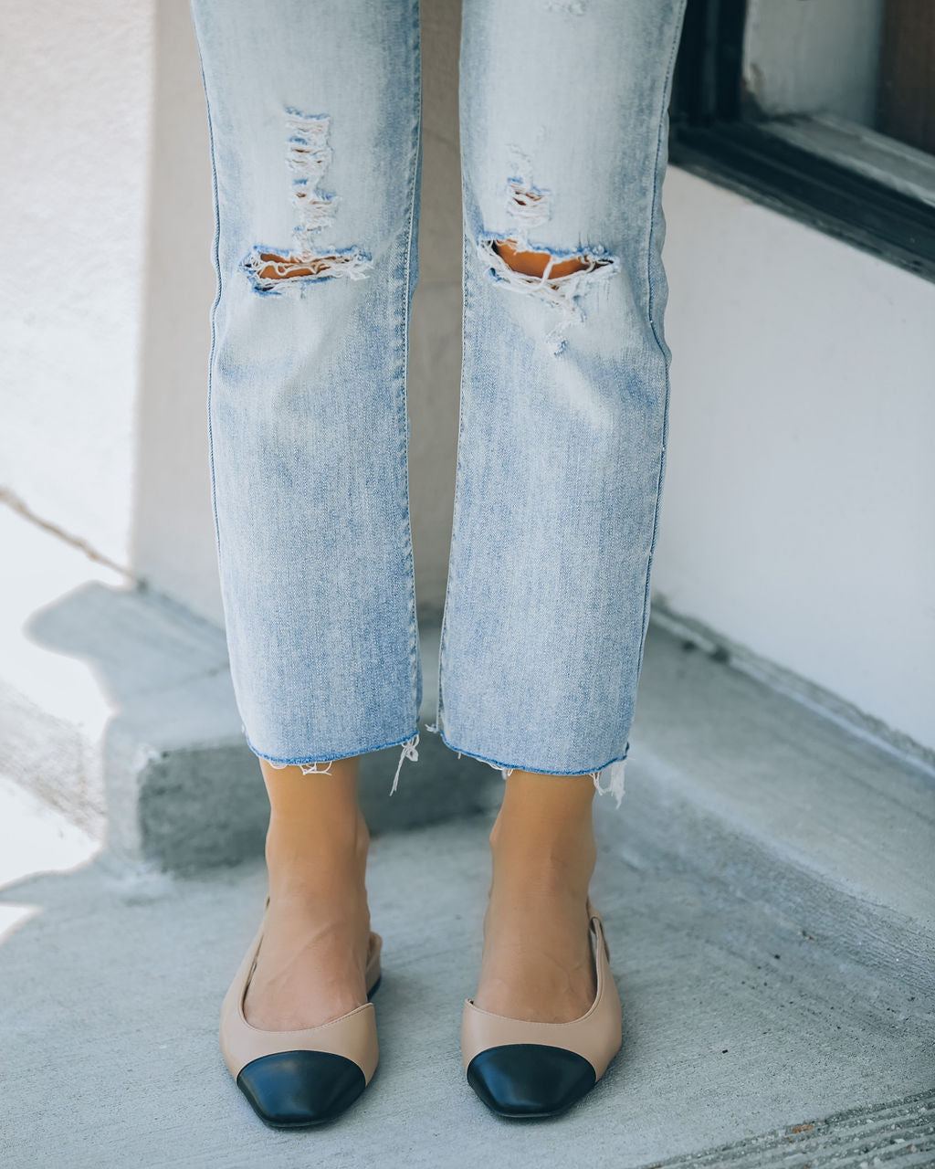 Coco Slingback Flats - Black Beige Combo
