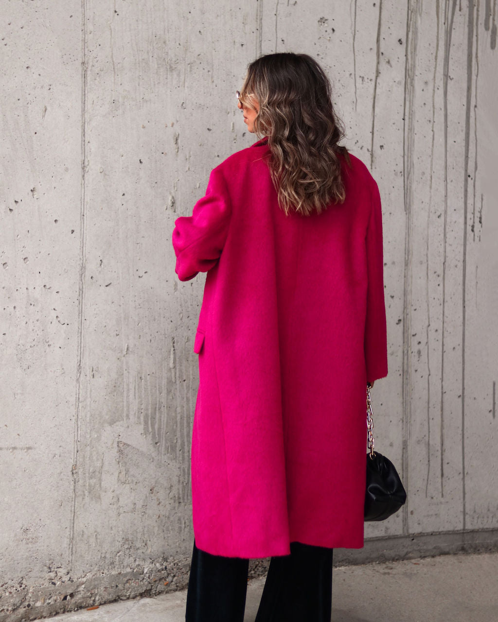Emily Pocketed Oversized Coat - Berry