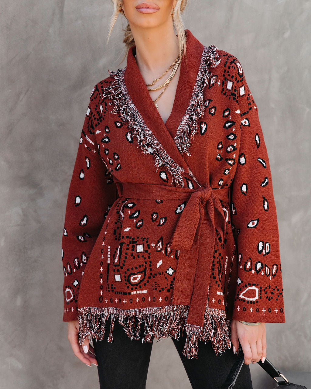 Western Adventures Bandana Fringe Cardigan