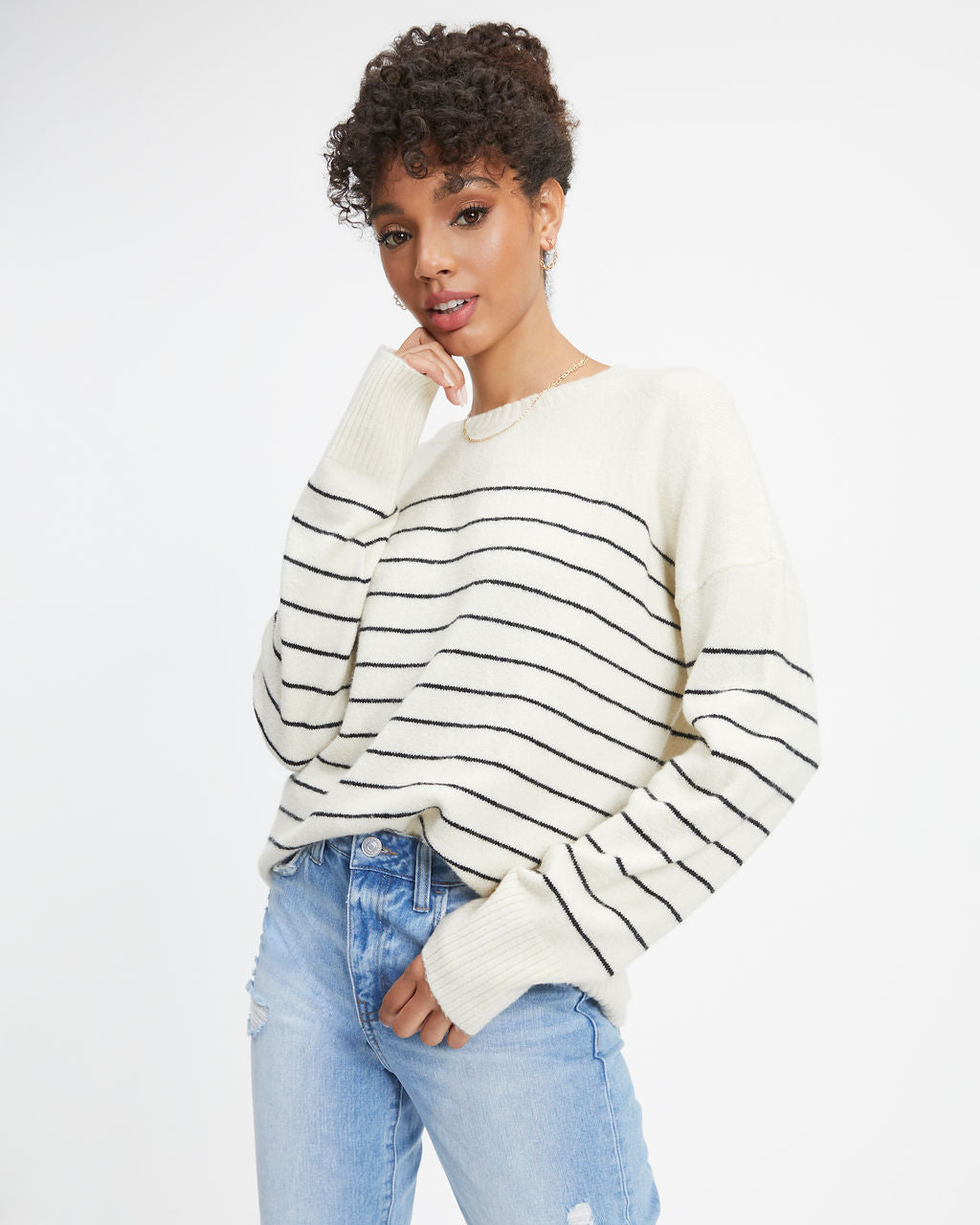 Harbor Autumn Coast Striped Knit Pullover Sweater