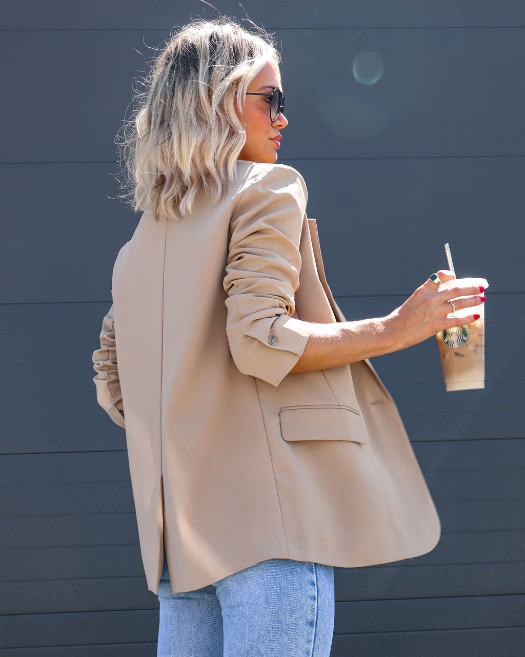 Bevie Pocketed Blazer - Taupe