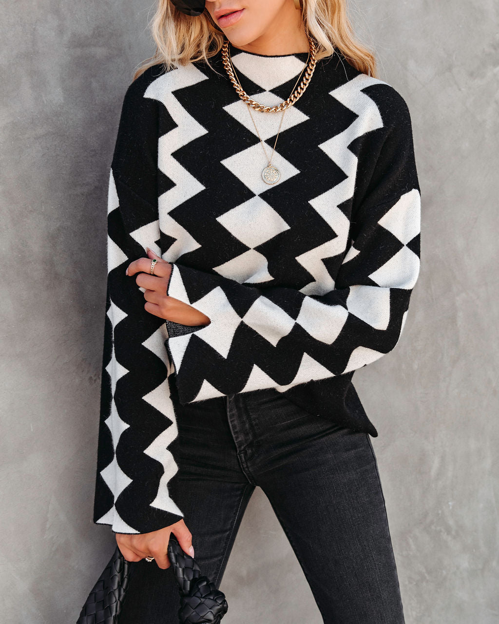 Unforgettable Soul Printed Mock Neck Sweater - SALE