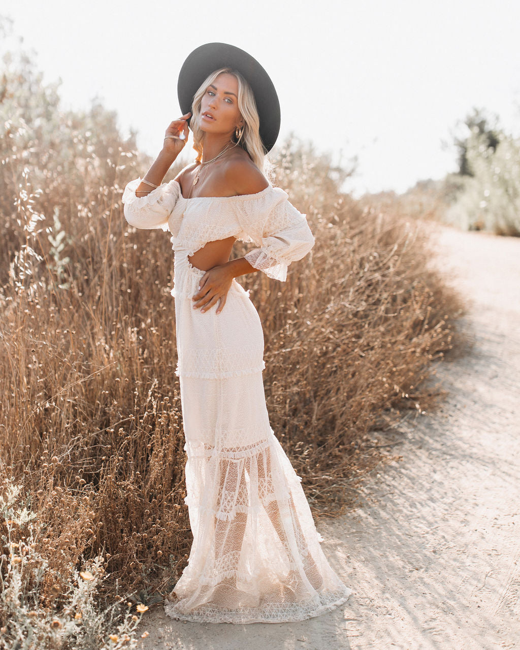 Porsha Off The Shoulder Tiered Cutout Maxi Dress - SALE