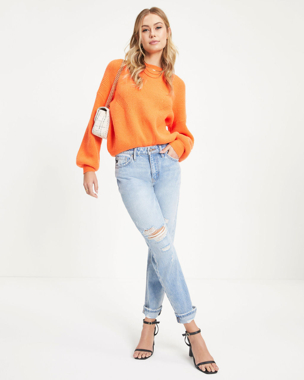 Taytum Knit Pullover Sweater - Orange