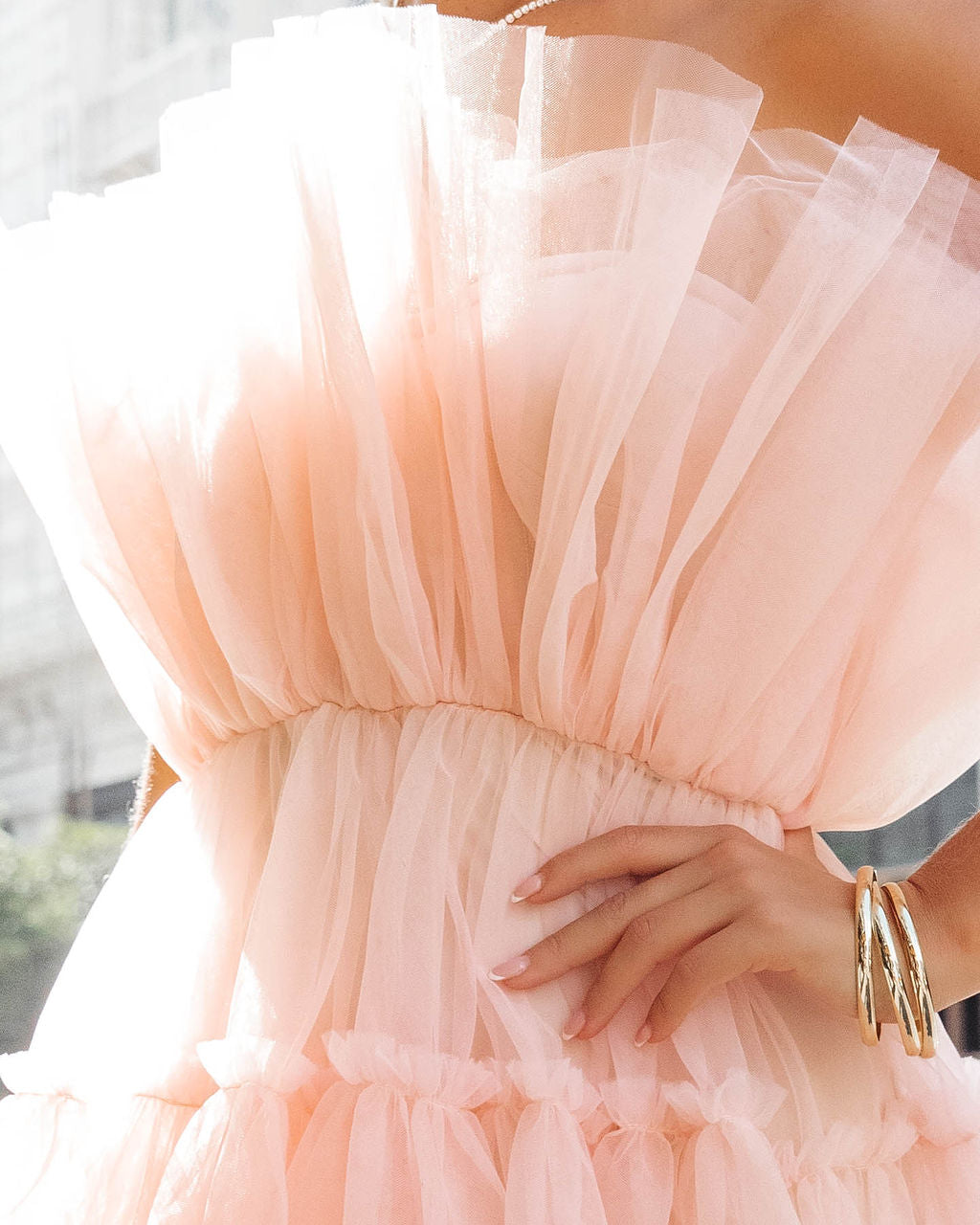 She Persisted Strapless Tulle Mini Dress - Blush