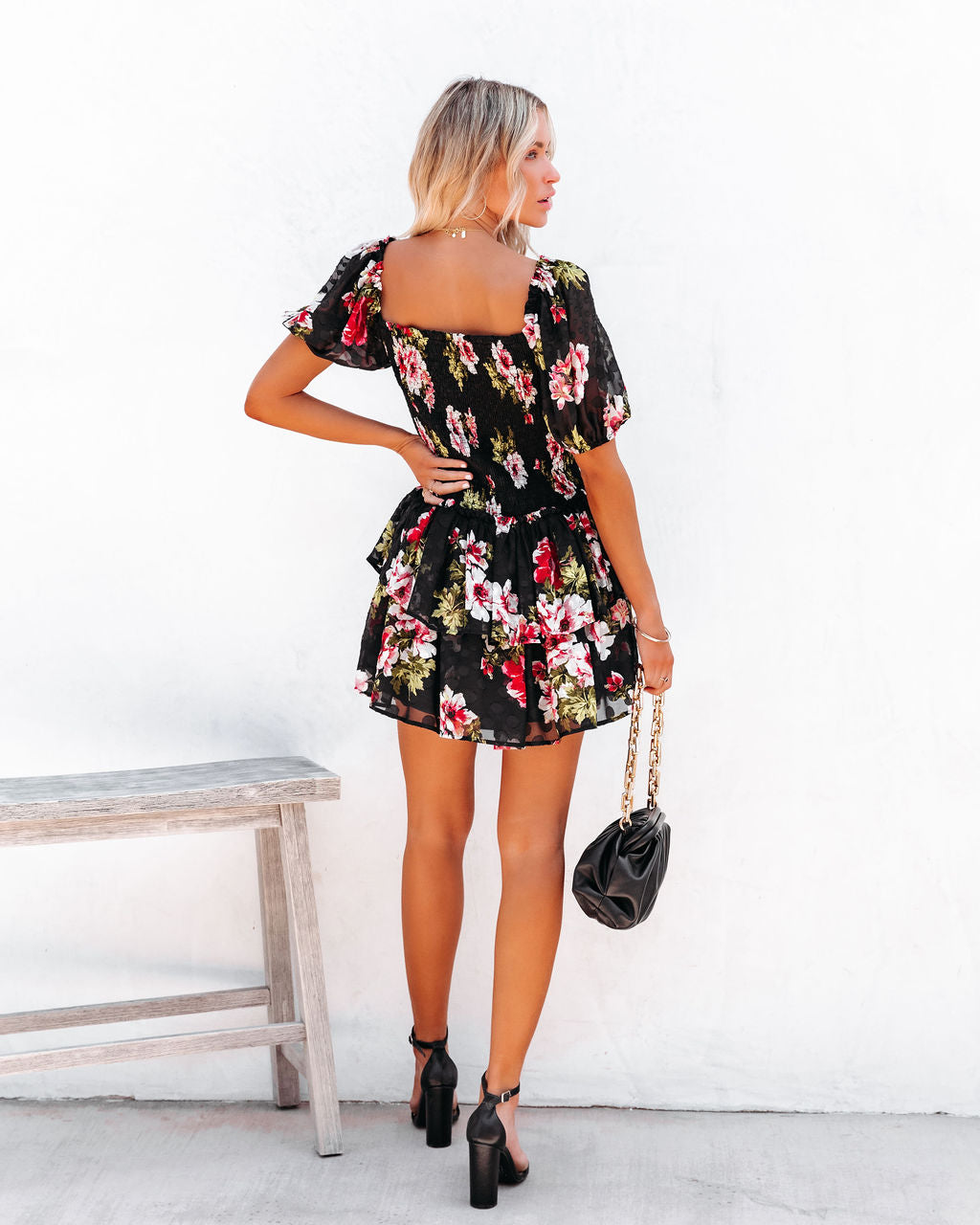 Ready For Romance Embossed Smocked Floral Mini Dress - FINAL SALE