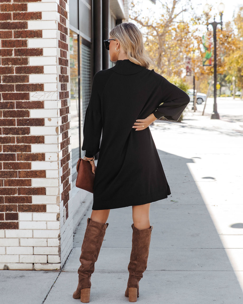 Kaylee Turtleneck Sweater Dress - Black