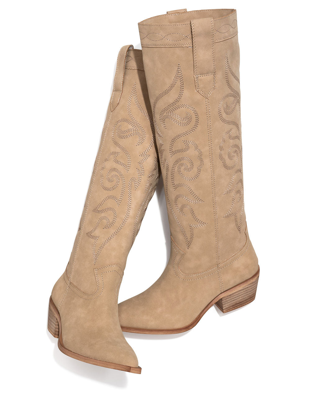 Carolina Western Faux Leather Boots - Sand