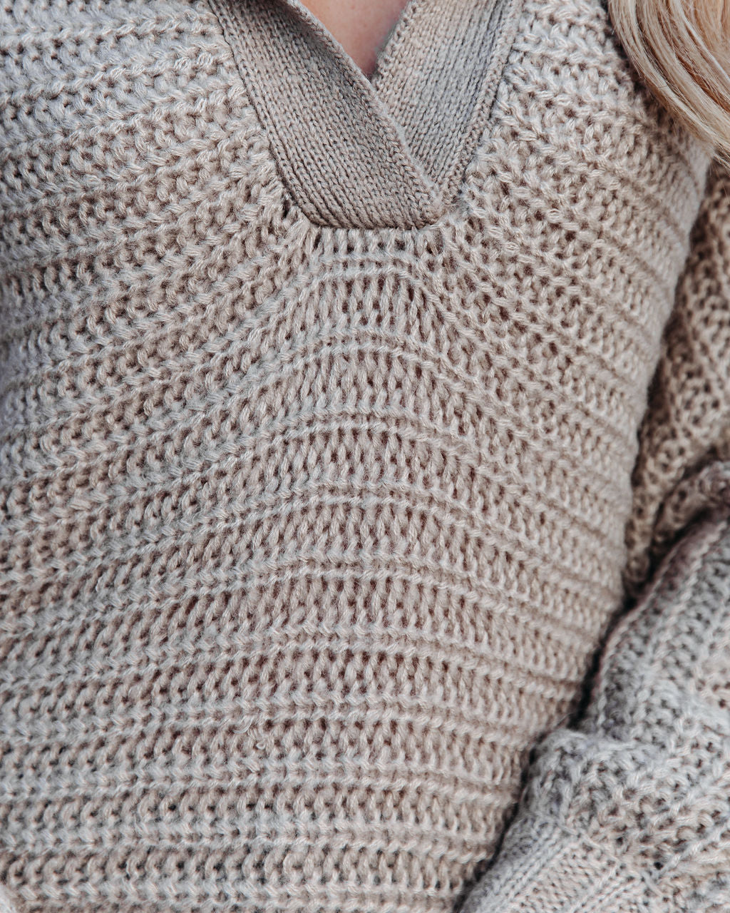 Garnet Collared Knit Sweater - Taupe