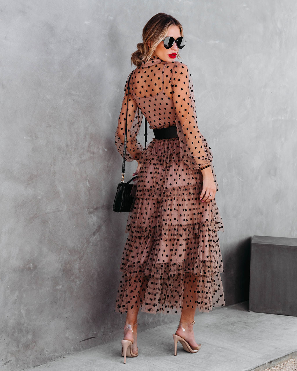 PREORDER - Ella Polka Dot Tiered Tulle Maxi Dress