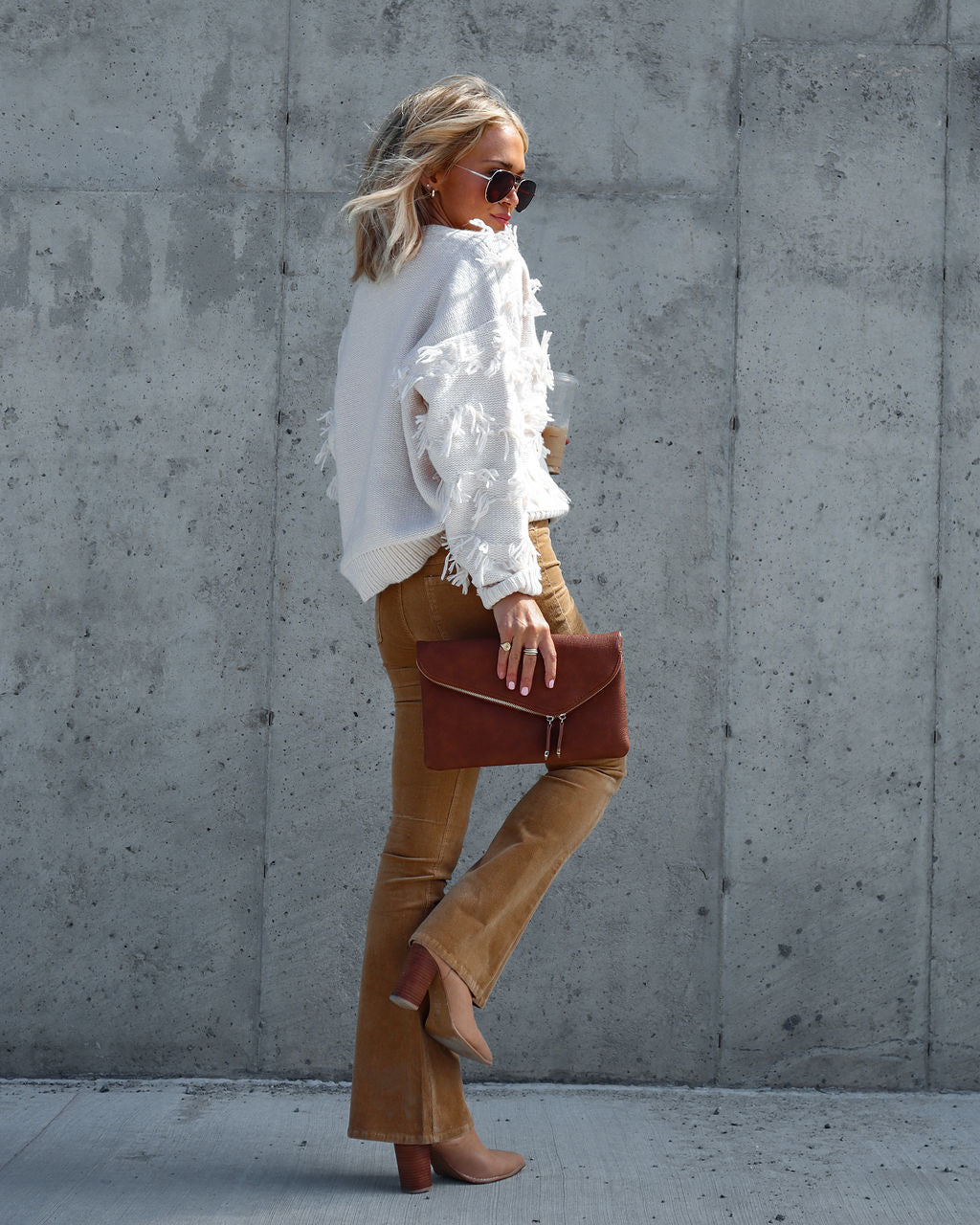 Florencia Fringe Knit Cardigan - Cream
