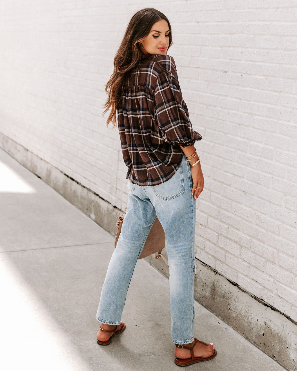 Williamsburg Cotton Plaid Button Down Top