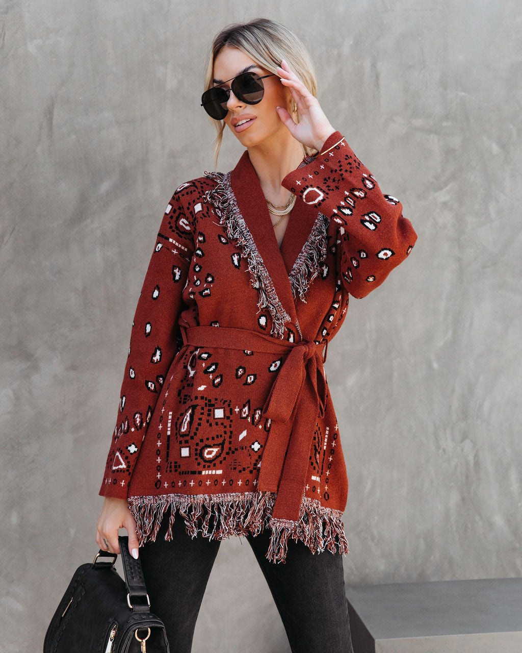 Western Adventures Bandana Fringe Cardigan