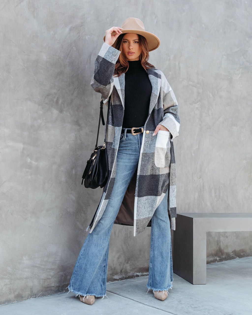 England Pocketed Plaid Coat