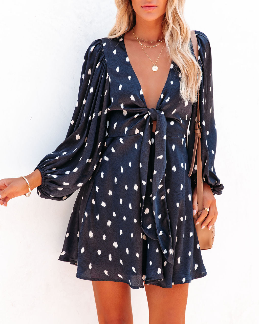 Later Babe Printed Satin Tie Front Dress - FINAL SALE