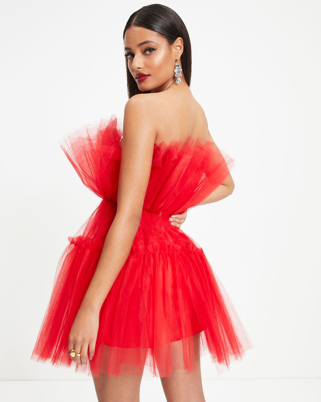 She Persisted Strapless Tulle Mini Dress - Red