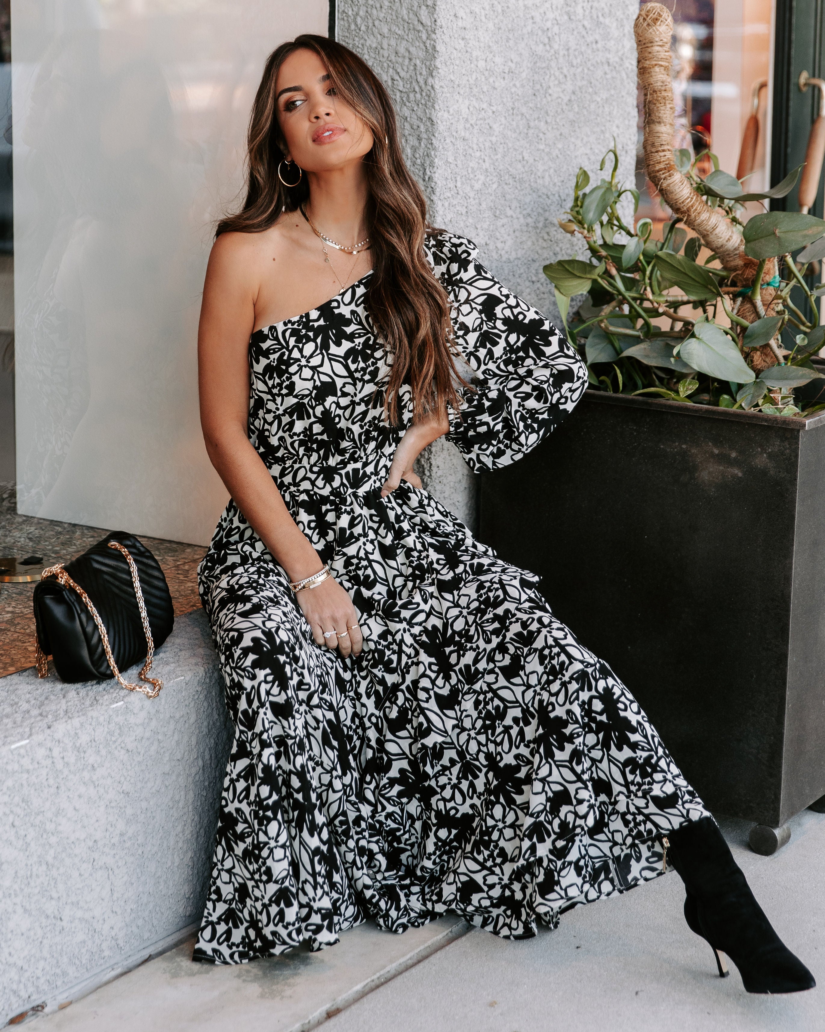 Marbella Floral One Shoulder Maxi Dress
