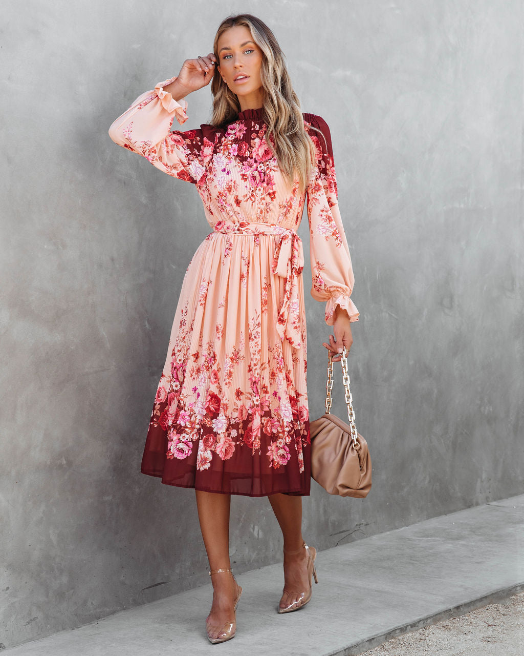 Lifetime Of Love Floral Pleated Midi Dress